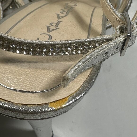 Caparros Womens Silver Strappy Rhinestone Stiletto Heels HOCO Sandals 9.5B - Picture 6 of 8
